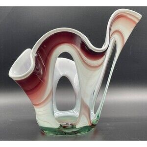 Jozefina Krosno Poland Hand Blown Erupt Art Glass Sculpture Vase 8" Tall